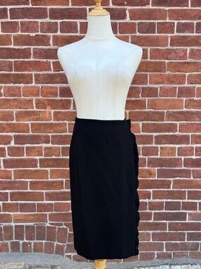 MaxMara Black Pencil Skirt with Side Ruffle